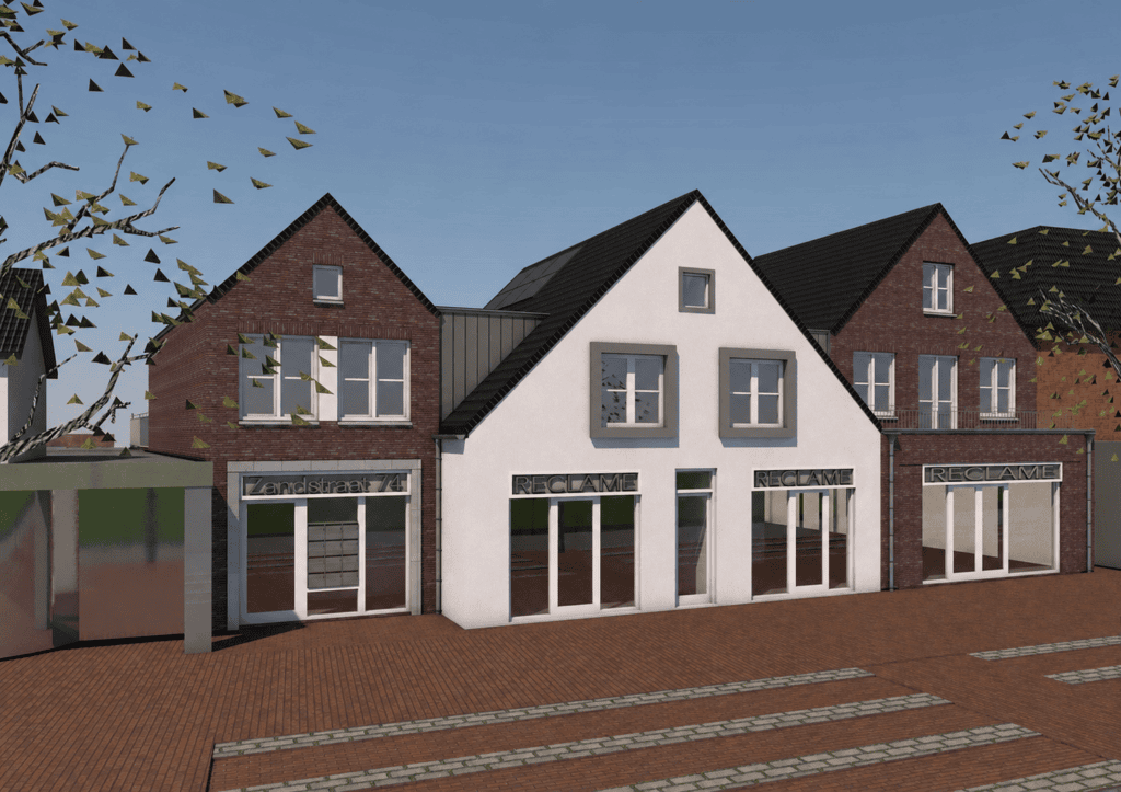 JCVANKESSEL BOUW - Nieuw winkelpand met moderne gevel en grote ramen voor retail.